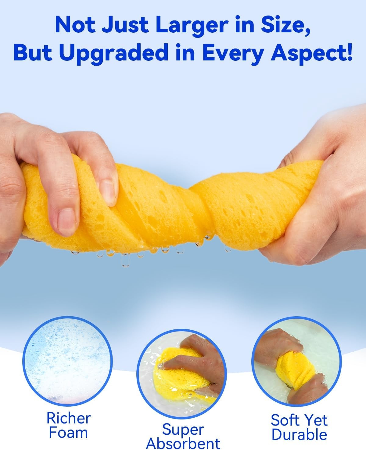 Car Wash Sponge Large Foam Cleaning Sponge Easy Grip Multi-Purpose Household