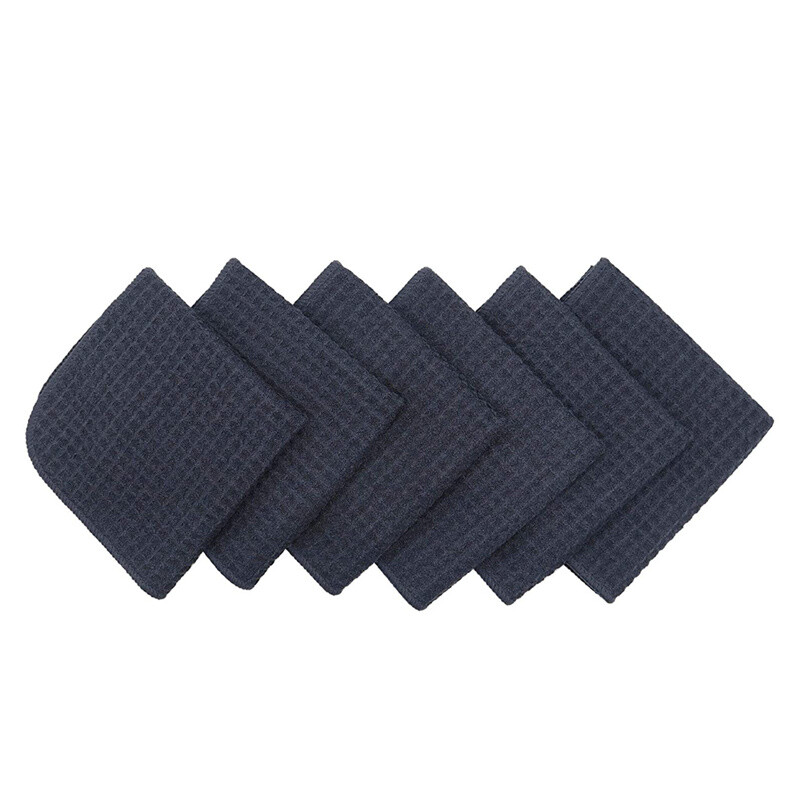 12 Pcs Waffle Weave Microfiber Towel Car Drying Towel Black 16″x16″ 400 GSM