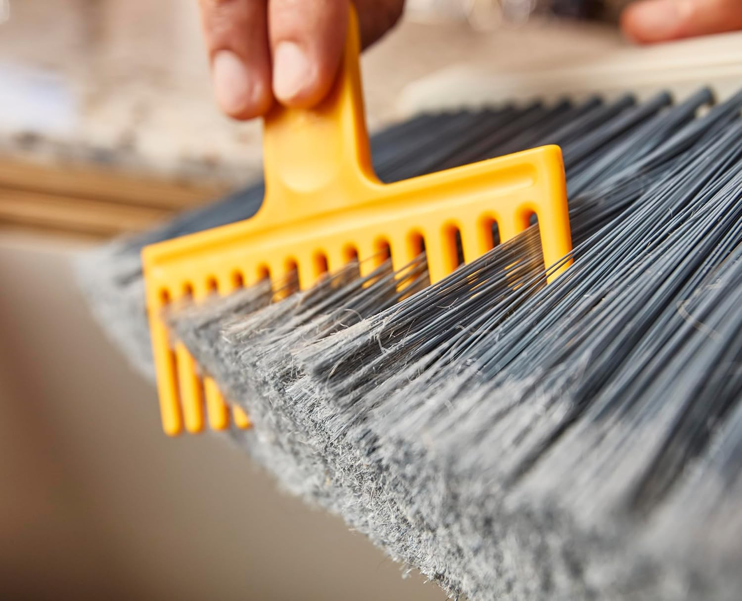 Cleantech Wall-Mounted, Adjustable Long Handle Broom Sweeper with Dust-Shield St