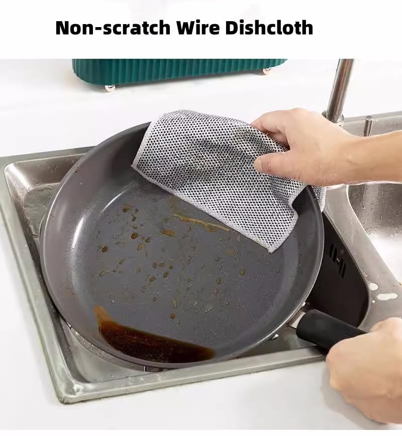 5 Pack Non-Scratch Wire Dishcloth, Double-Sided Mesh Stainless Steel Wire Dis…