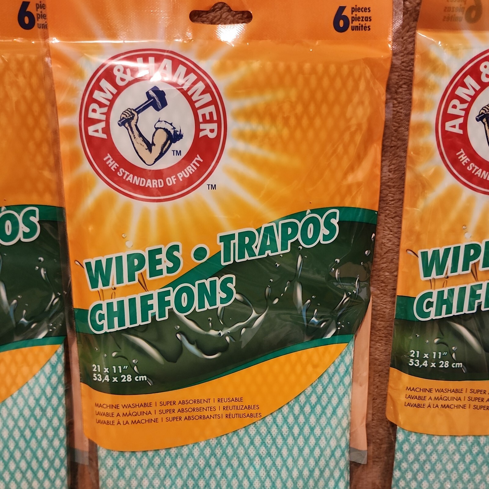 Lot of 6: Arm & Hammer Reusable Wipes , 6 Per Pack, 36 Wipes Total
