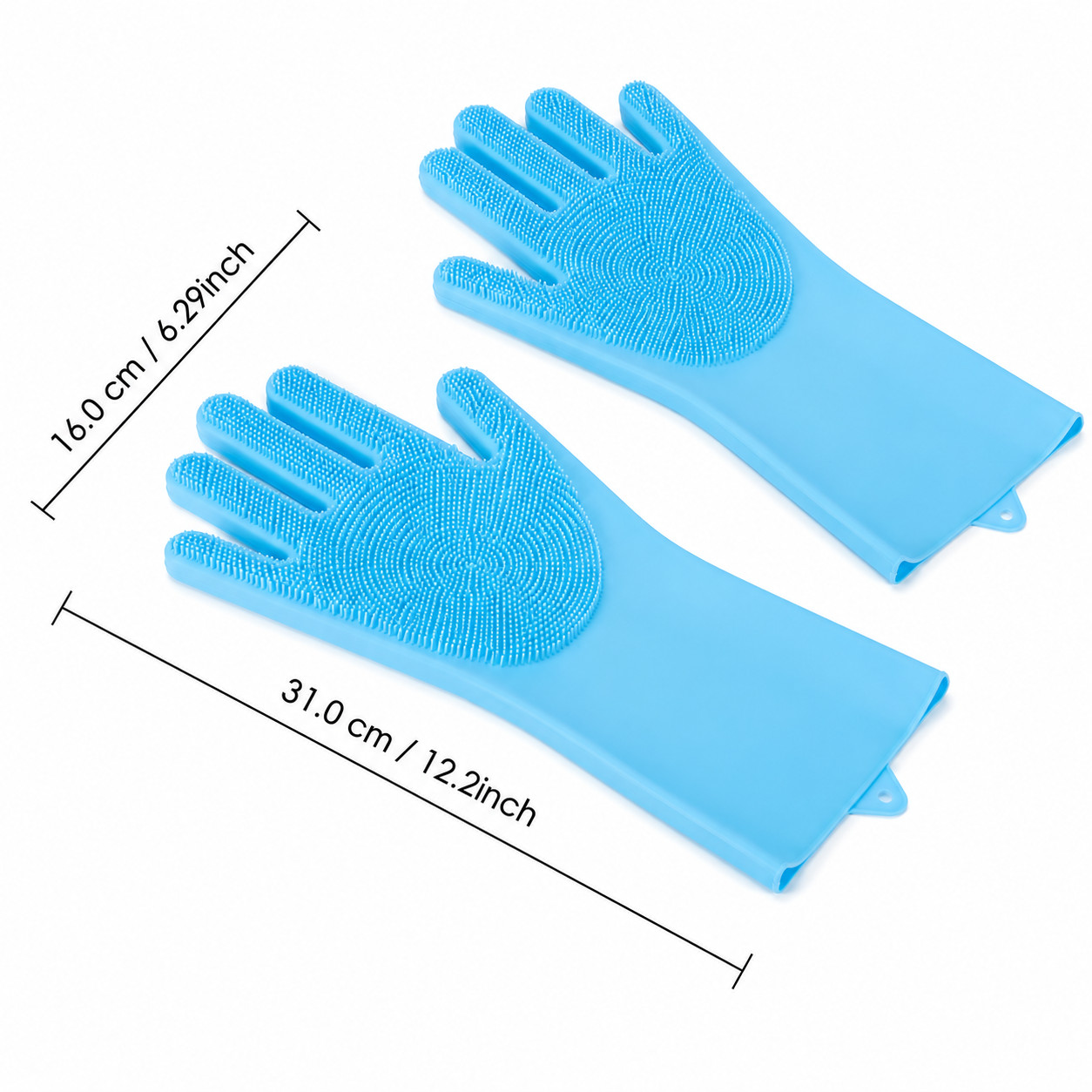 1 Pair Silicone Dishwashing Gloves Waterproof Scrubber Kitchen Cleaning Gloves