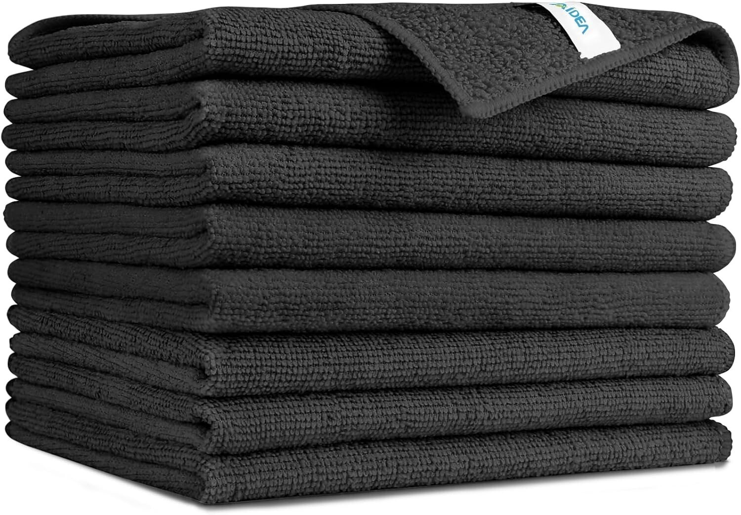 Black Microfiber Cleaning Cloths-8Pk, Soft Absorbent Microfiber Towels, Lint Fre