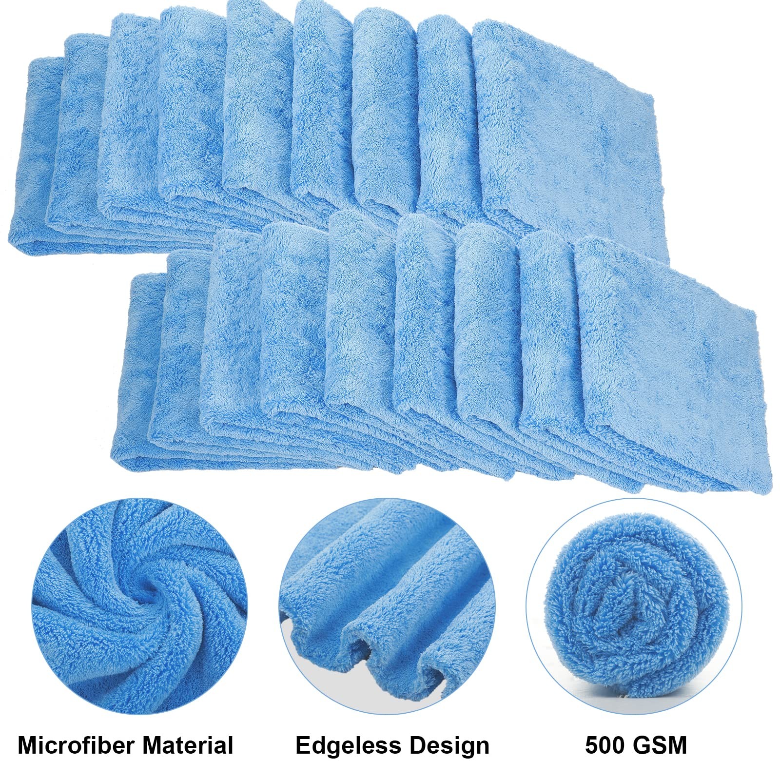 30 Pcs 16 × 16 Inch Microfiber Towels for Cars, 500 GSM Edgeless Plush Car De…