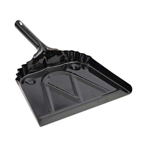 Boardwalk Metal Dust Pan, 12 x 14, 5″ Handle, 20-Gauge Steel, Black, 4/Pack