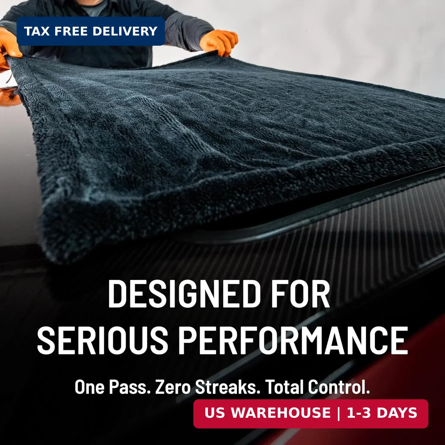Blackline 24″x36″ Twisted-Loop Car Drying Towel, 1300GSM, Streak Free, Lint Free