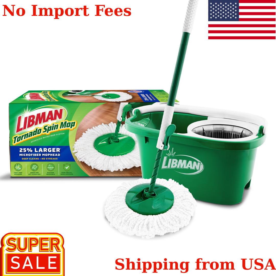 Libman All-in-One Tornado Spin Mop Floor Cleaning Kit, Advanced Microfiber Head