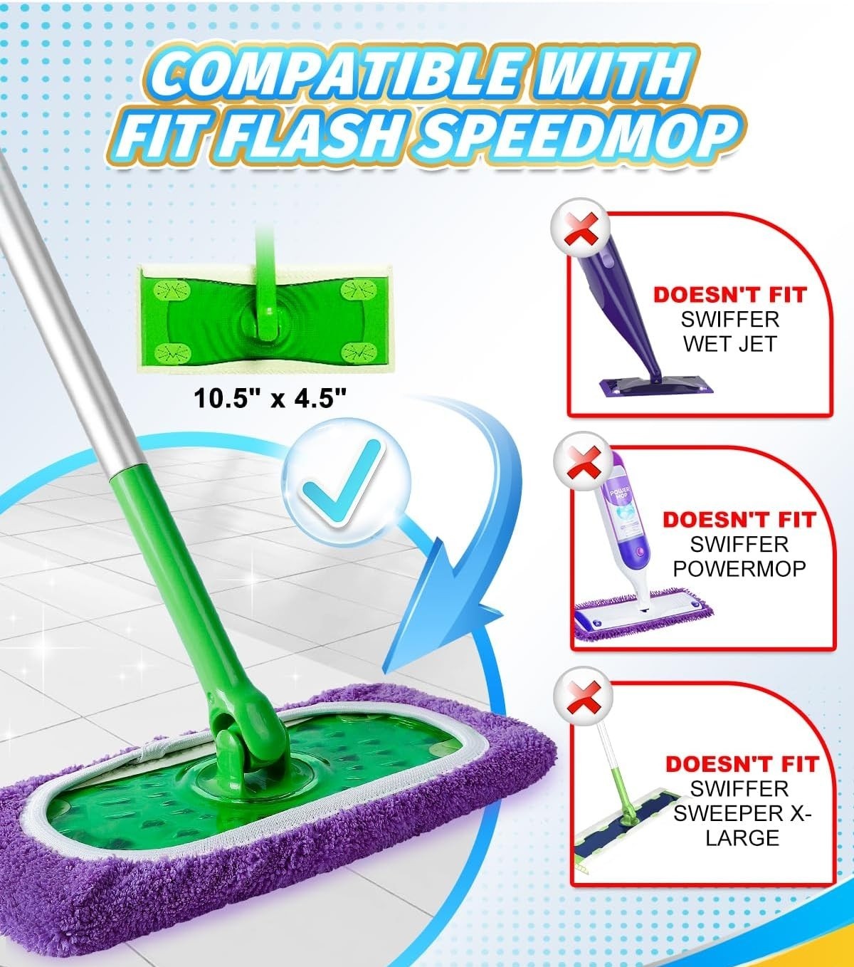 8 Panos De Microfibra Reutilizables Lavables Compatibles Con Mopa Suelos NEW US.