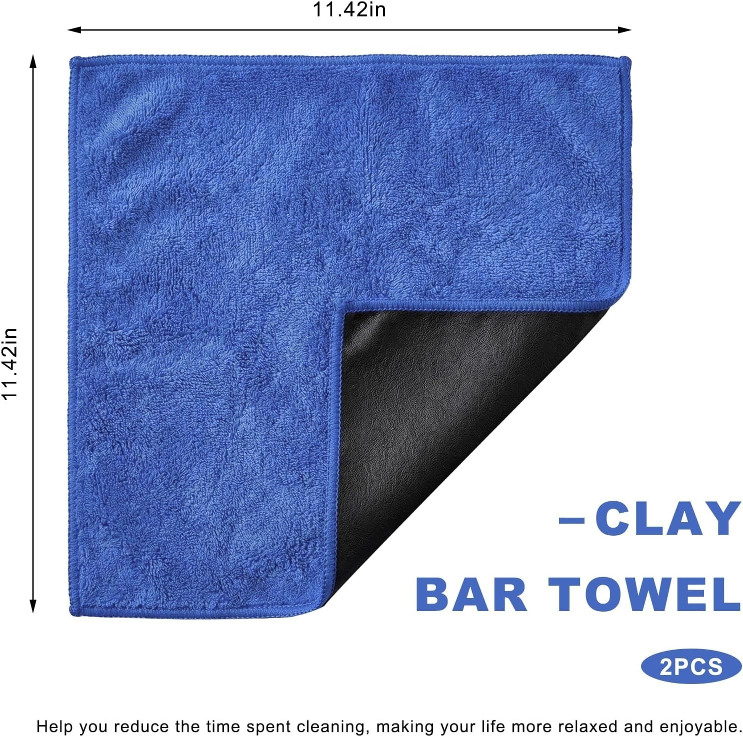 Clay Bar Detailing Towel, 2 Pc, 12 x 12 Inch, Microfiber Clay Cloth