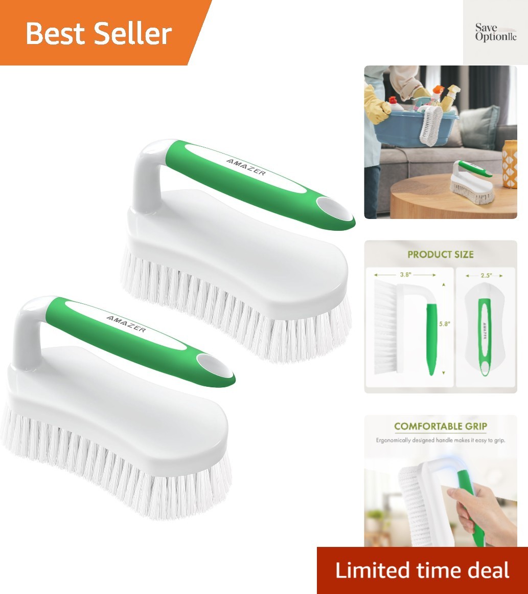Scrub Brush for Cleaning Comfort Grip Shower Scrubber Stiff Bristles with Han…