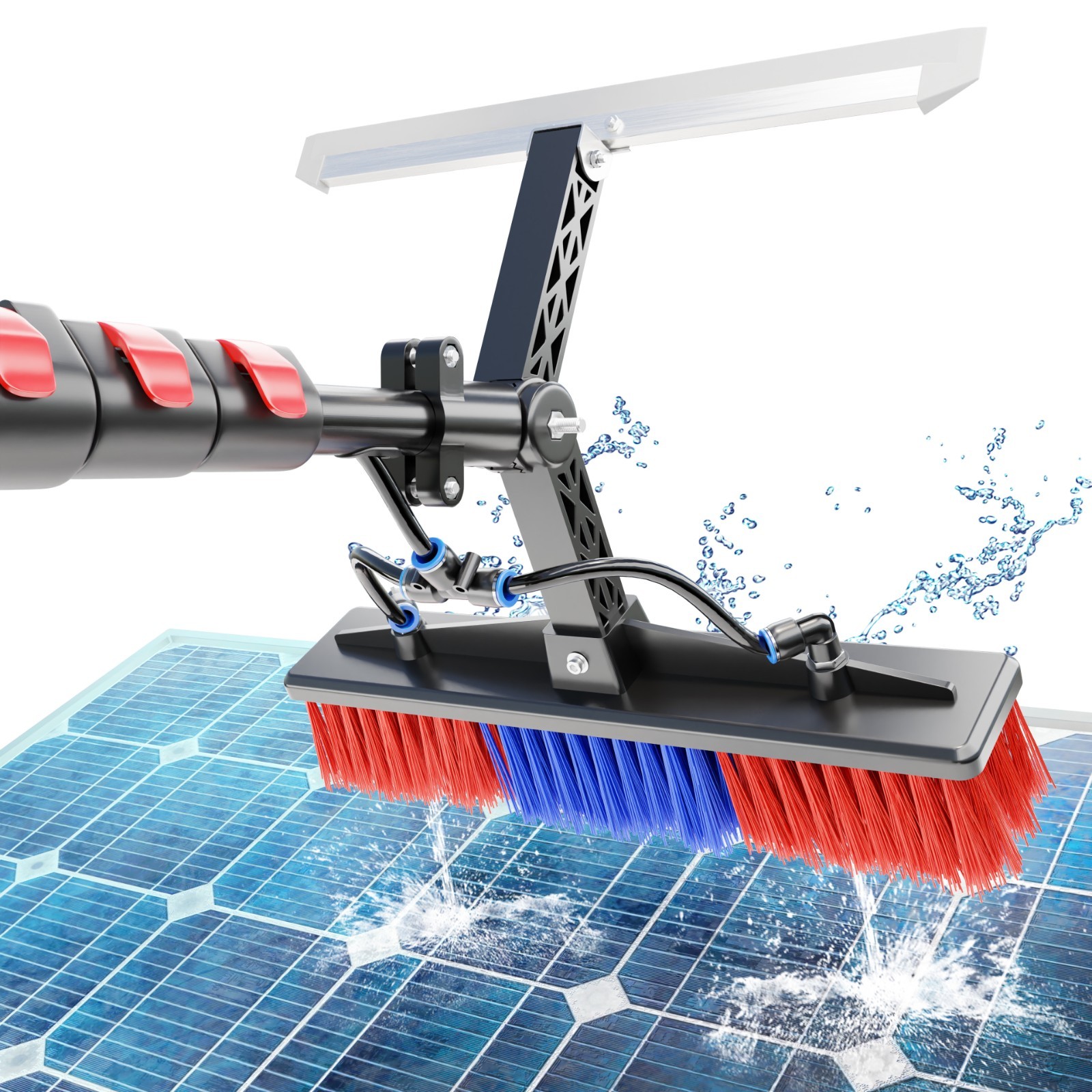 24FT Solar Panel Cleaning Brush&Squeegee Kit Proffesional Window Washing Tool