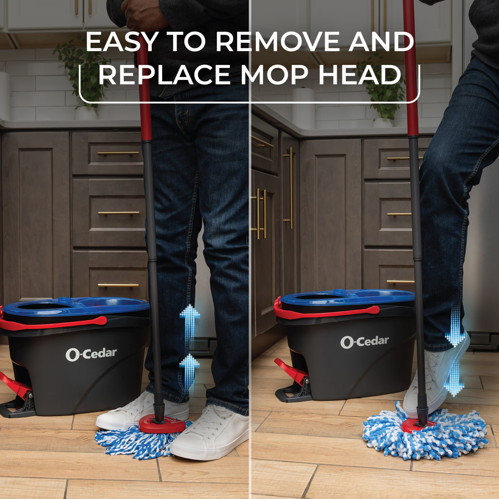 O-Cedar RinseClean Spin Mop With 2-Tank System and Microfiber Mop Head Fats Ship