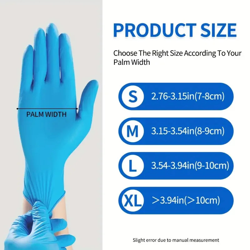 100 PCS Nitrile Kitchen Gloves, Size M, Durable & Puncture Resistant. 21x11cm, f
