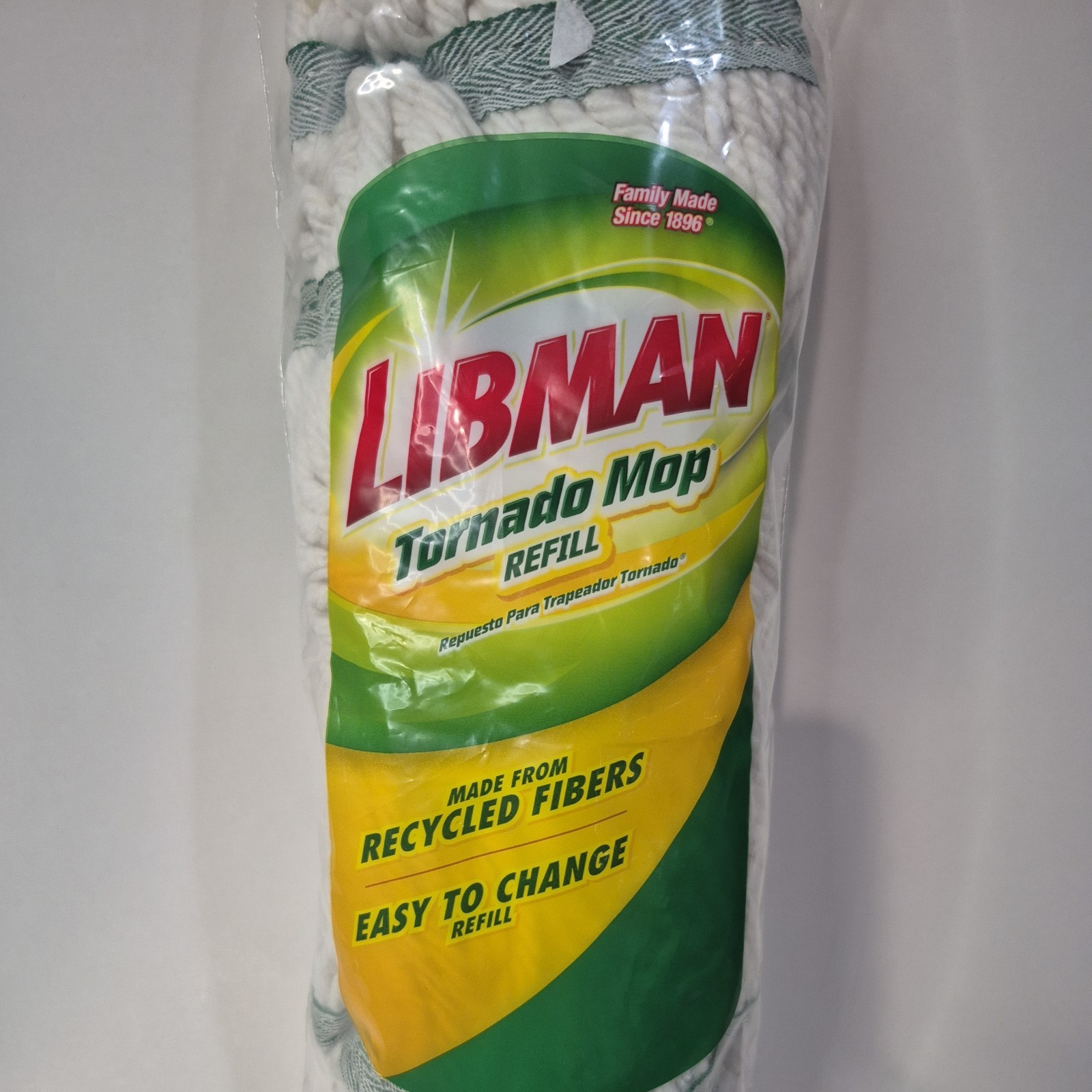 Libman Tornado Mop Refill White Cotton Blend Snap On.