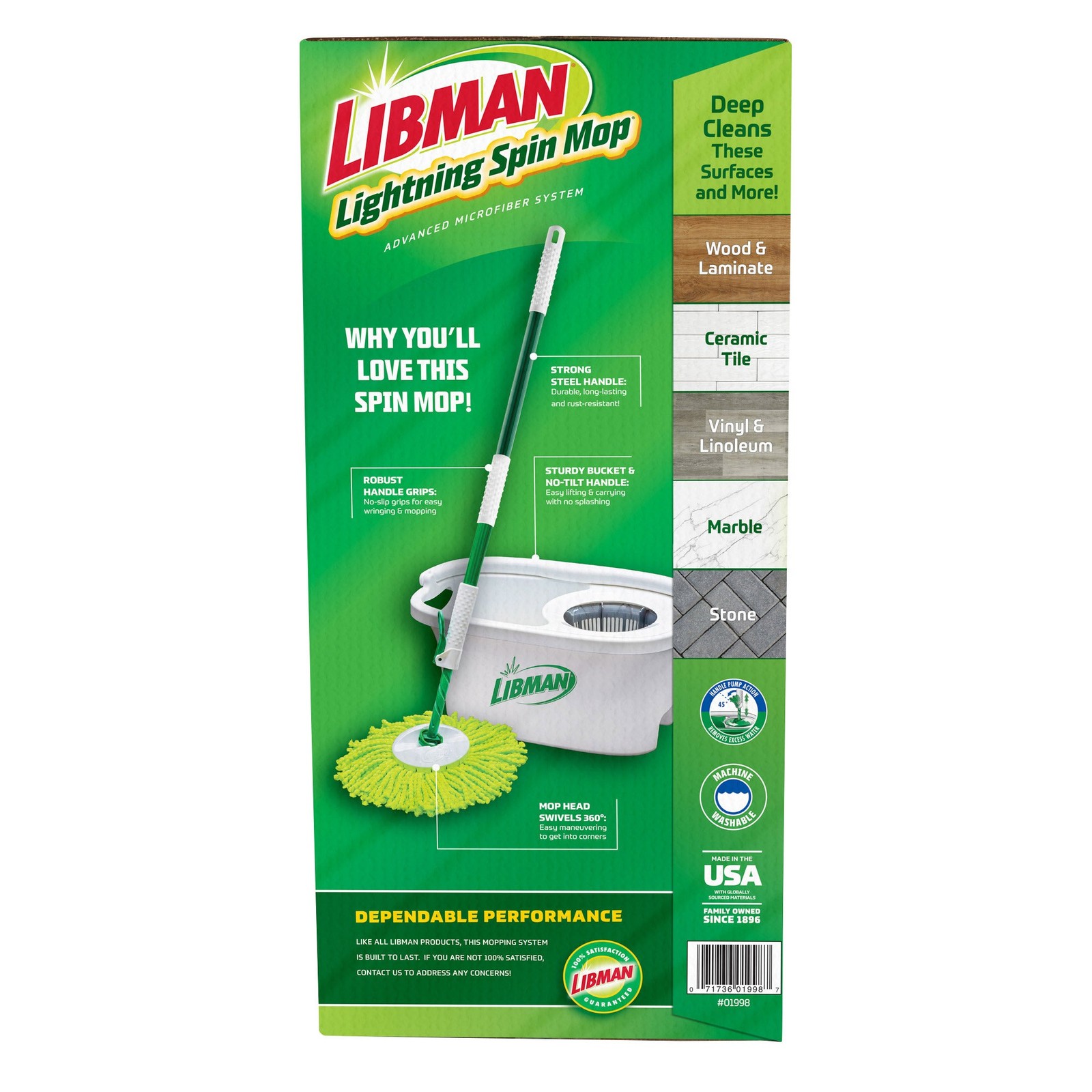 Libman Lightning Spin Mop System Plus 3 Refill Head | and White Bucket