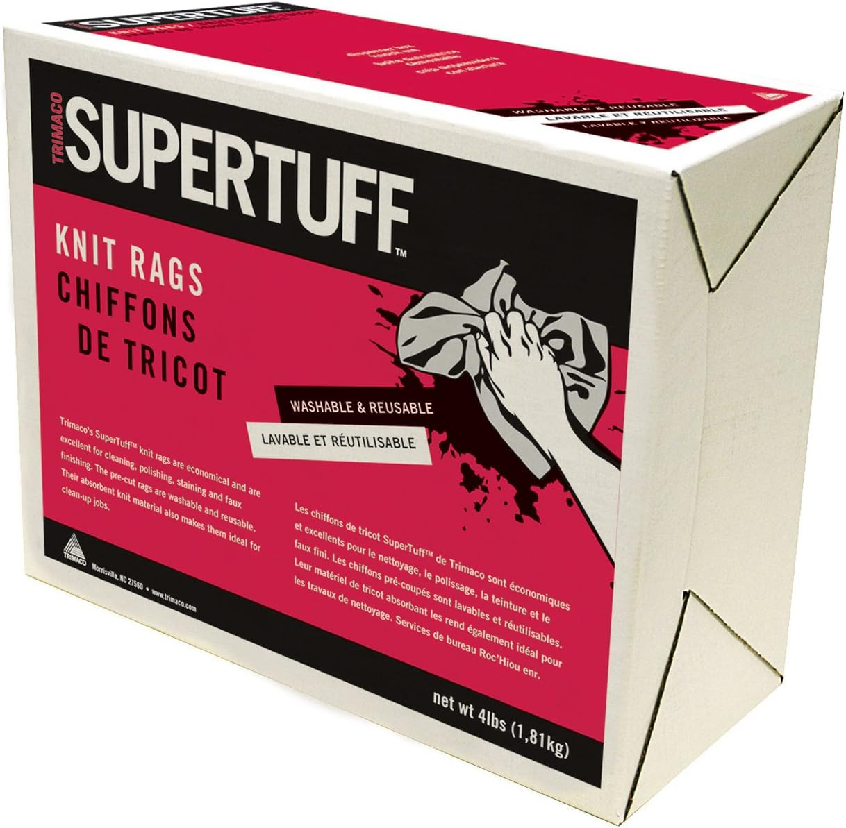10432 4Lb Compressed Box Supertuff White T-Shirt Knit Rags, 5