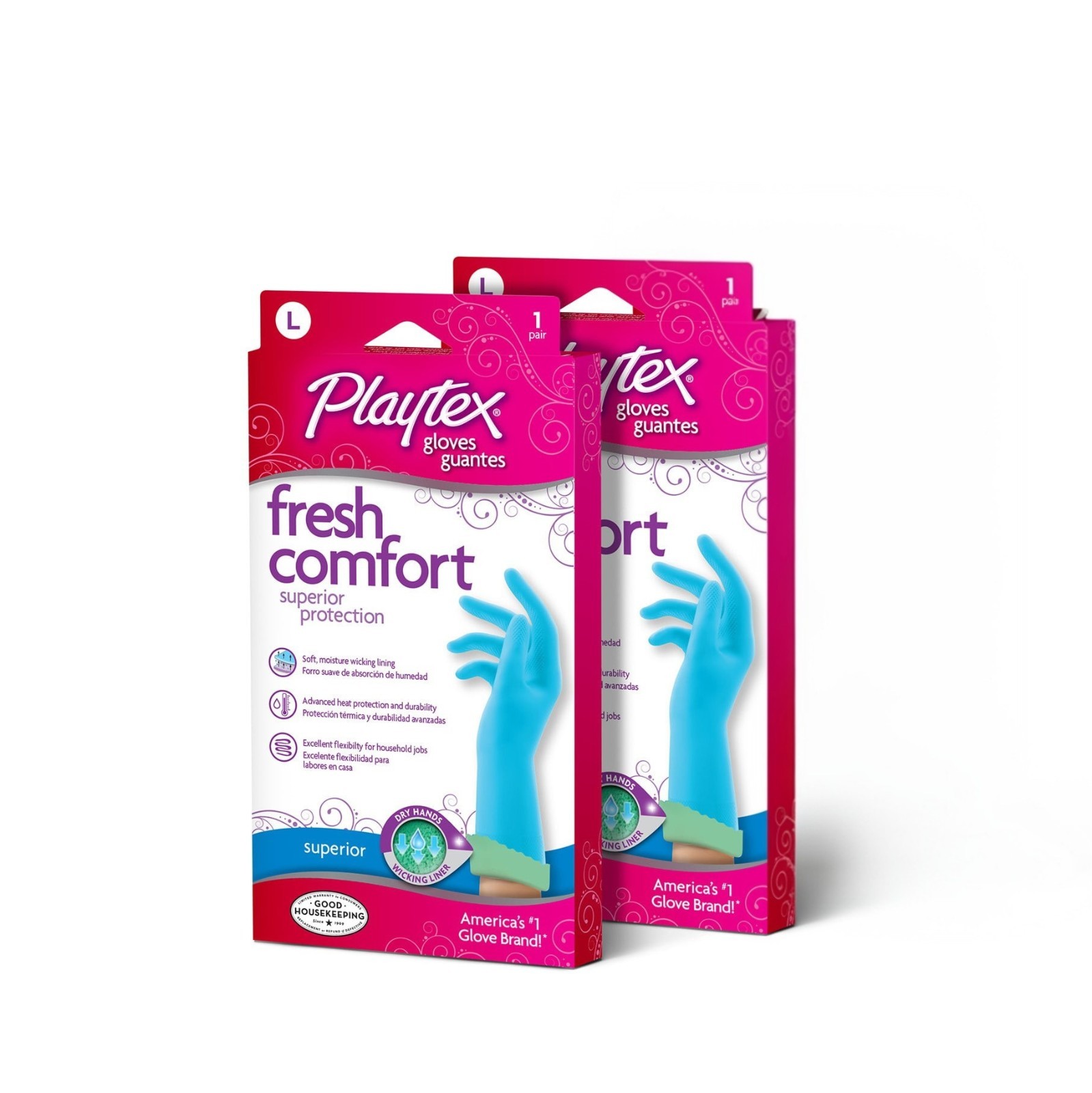 PLAYTEX Fresh Comfort Large Cleaning Gloves, 1 Count – Pack of 2 (Large)