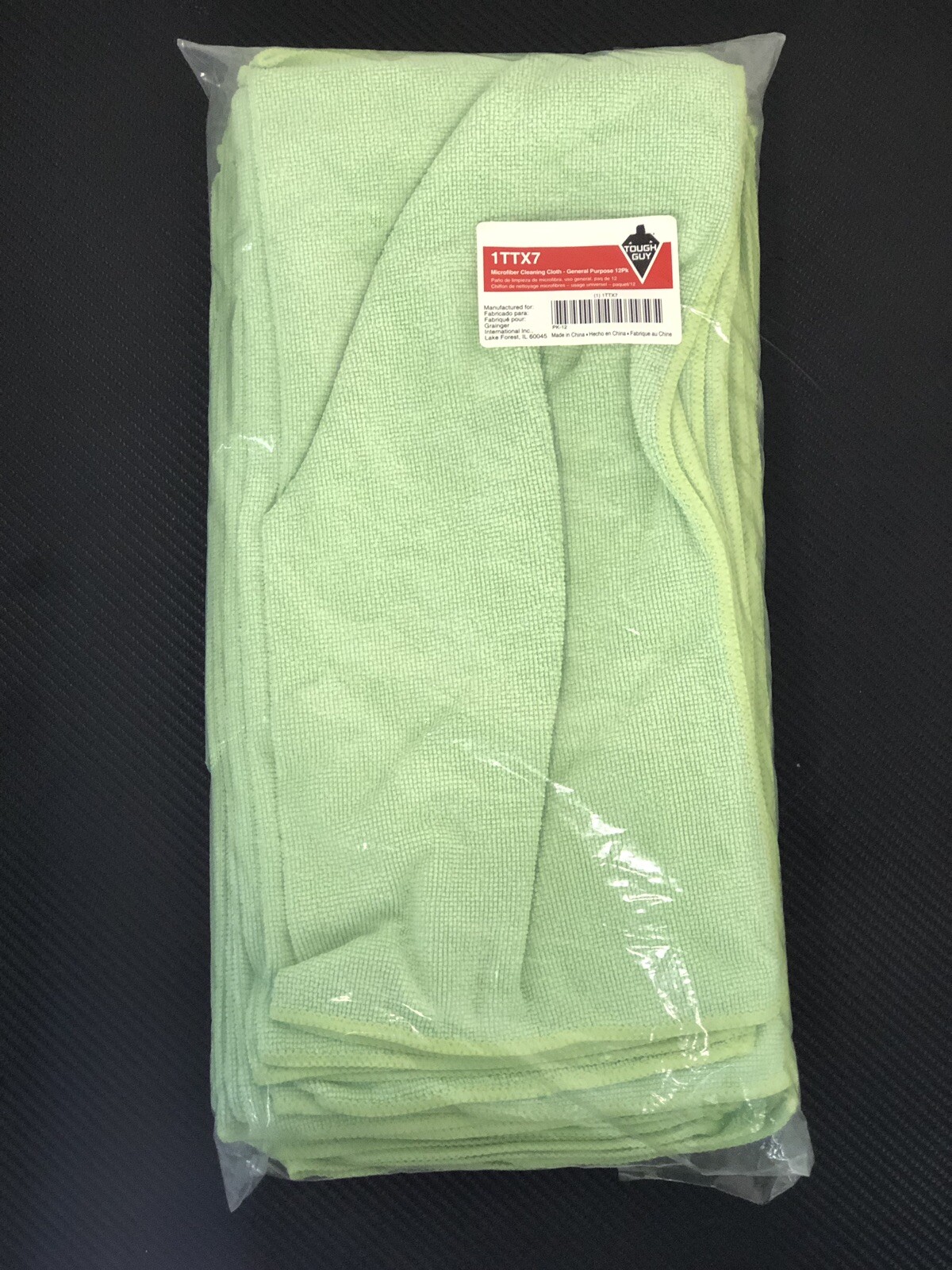 12-Pack Tough Guy Microfiber Cleaning Cloth Medium Duty 16″x16″ Green #1TTX7