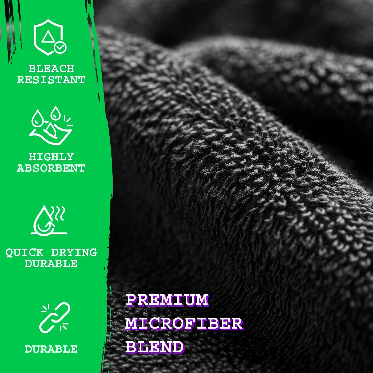 Black Microfiber Bleach Safe Towel Bulk Sets, Premium Spa Quality, Super Soft