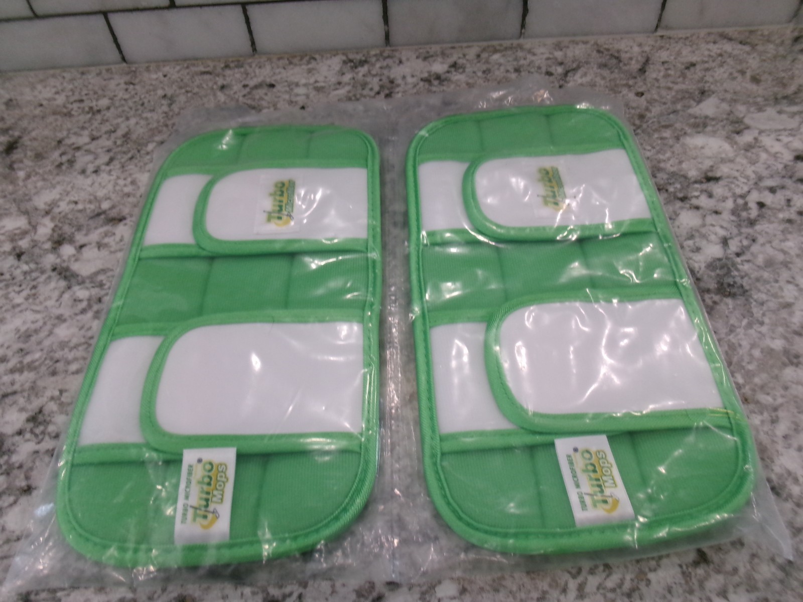 Turbo Microfiber Green Reusable Washable Mop Pads, Set Of 2, ****SEALED*****