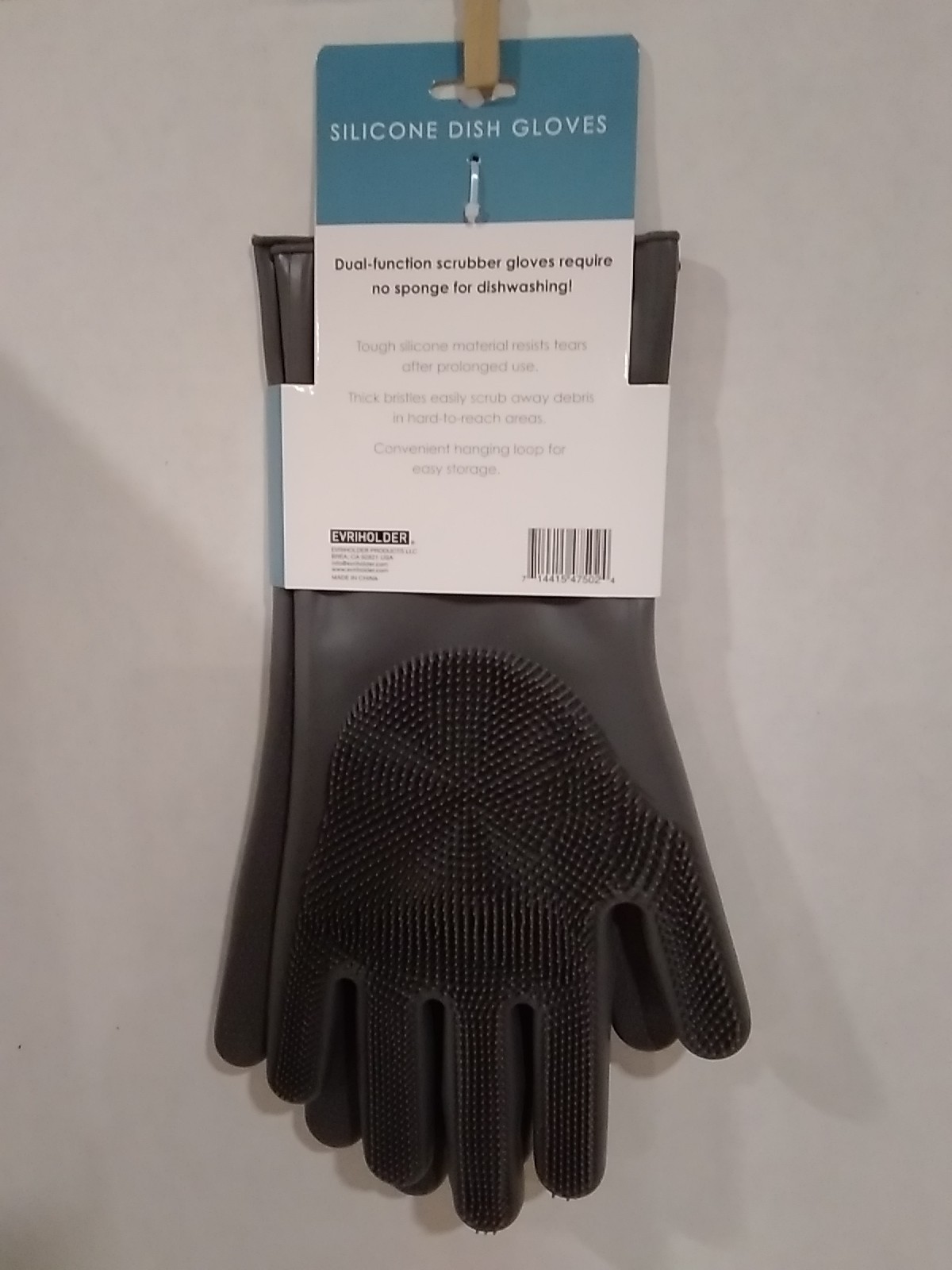 Evriholder Dual-Function Silicone Dish Gloves Gray Large Thick Bristles
