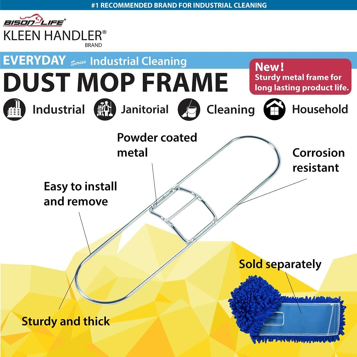 Commercial Dust Mop Frame, Rust-resistant, Silver, Pack of 12