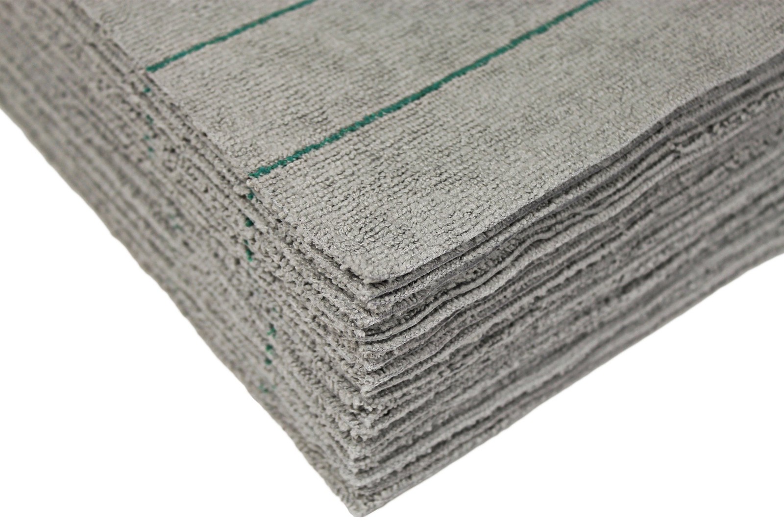 Silver Cleaning Microfiber Towels Edgeless Cut Green Stripe 16 X 16 In 12 Pack