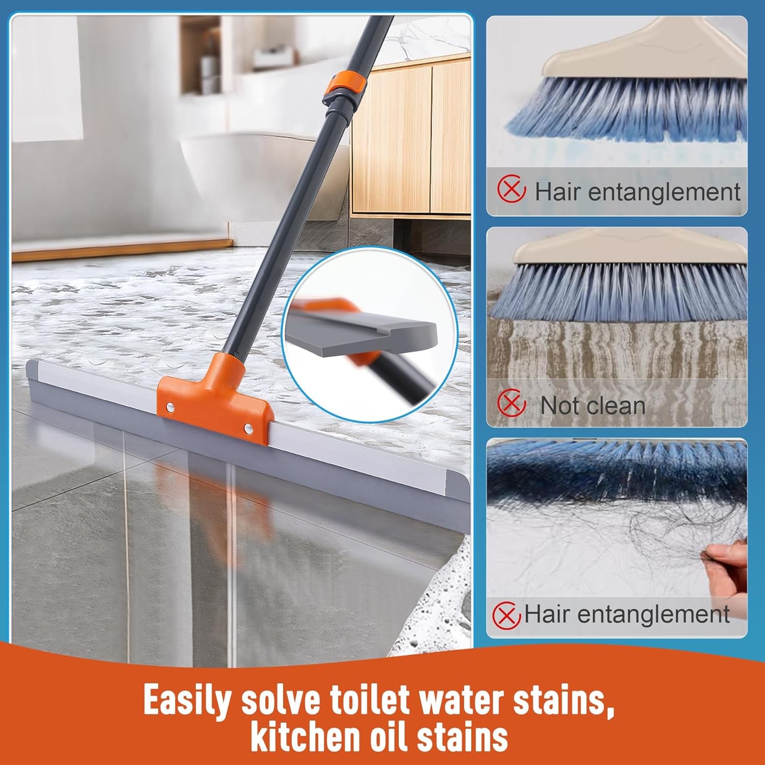 Rubber Floor Squeegee for Concrete Floor, Tile Floor, Metal Aluminium Heavy Duty