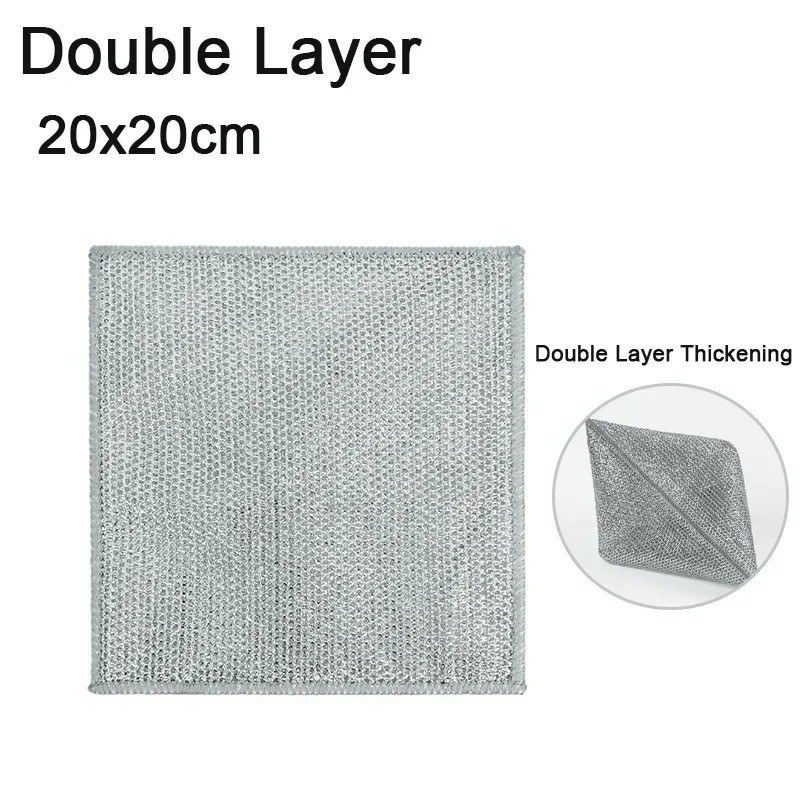 Double Sided Wire Dishcloth Kitchen Scrubber Steel Cleaning Scouring Pad