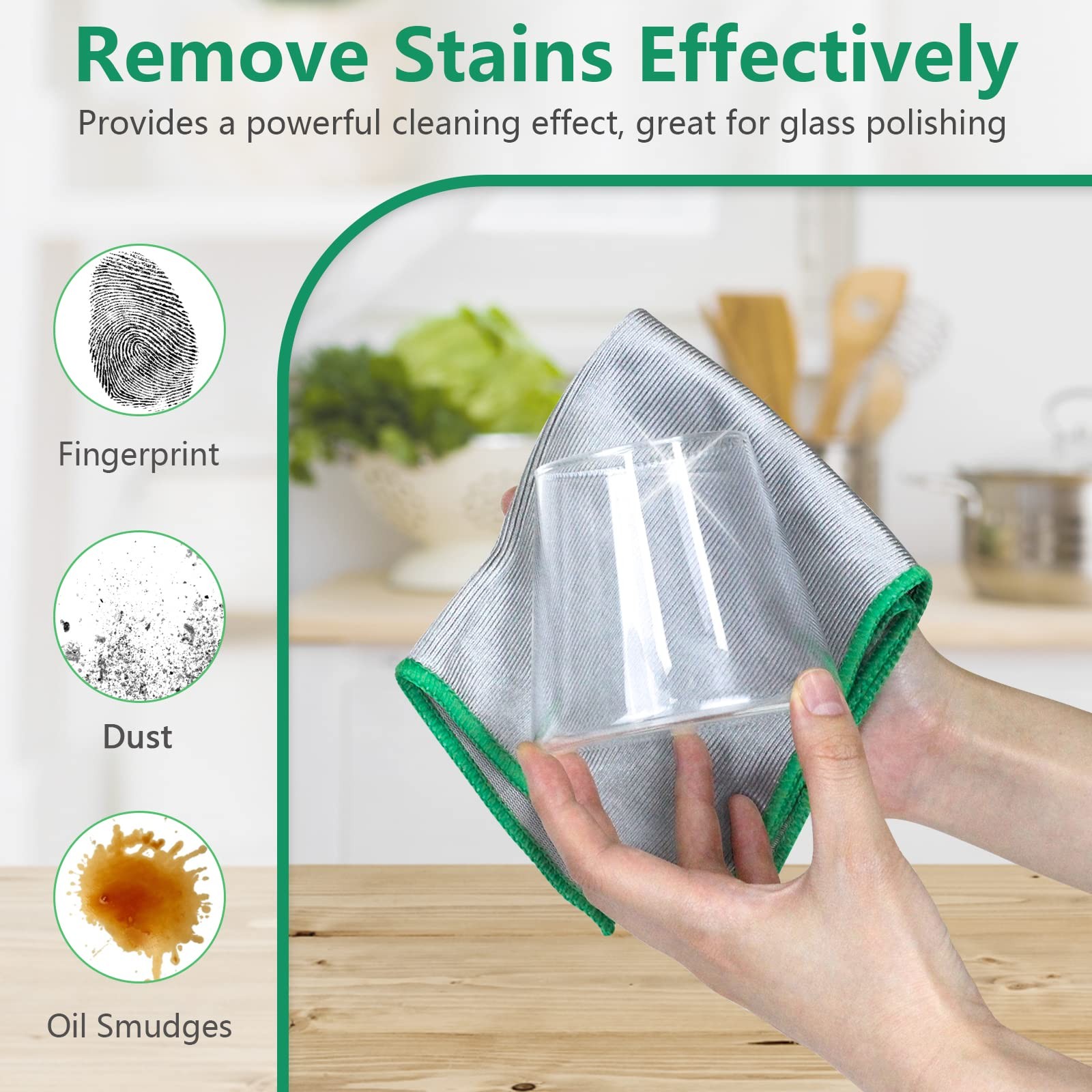 Airlab Glass Polishing Streak Free Miracle Cleaning Cloth, Sliver-Green | Lint F