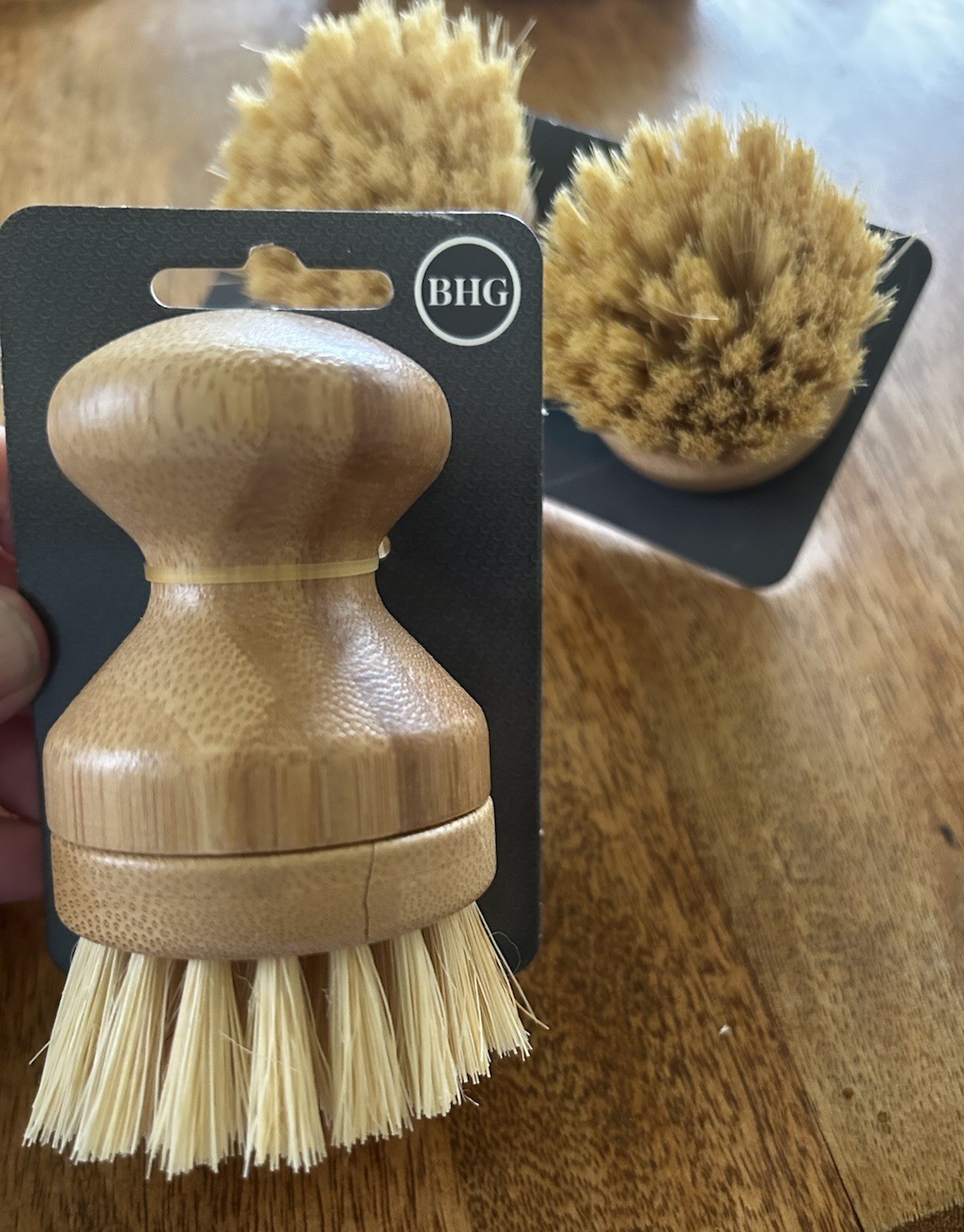 Better Homes &Garden Palm Brush Wood Bamboo Set 2 Refill Sisal Brush