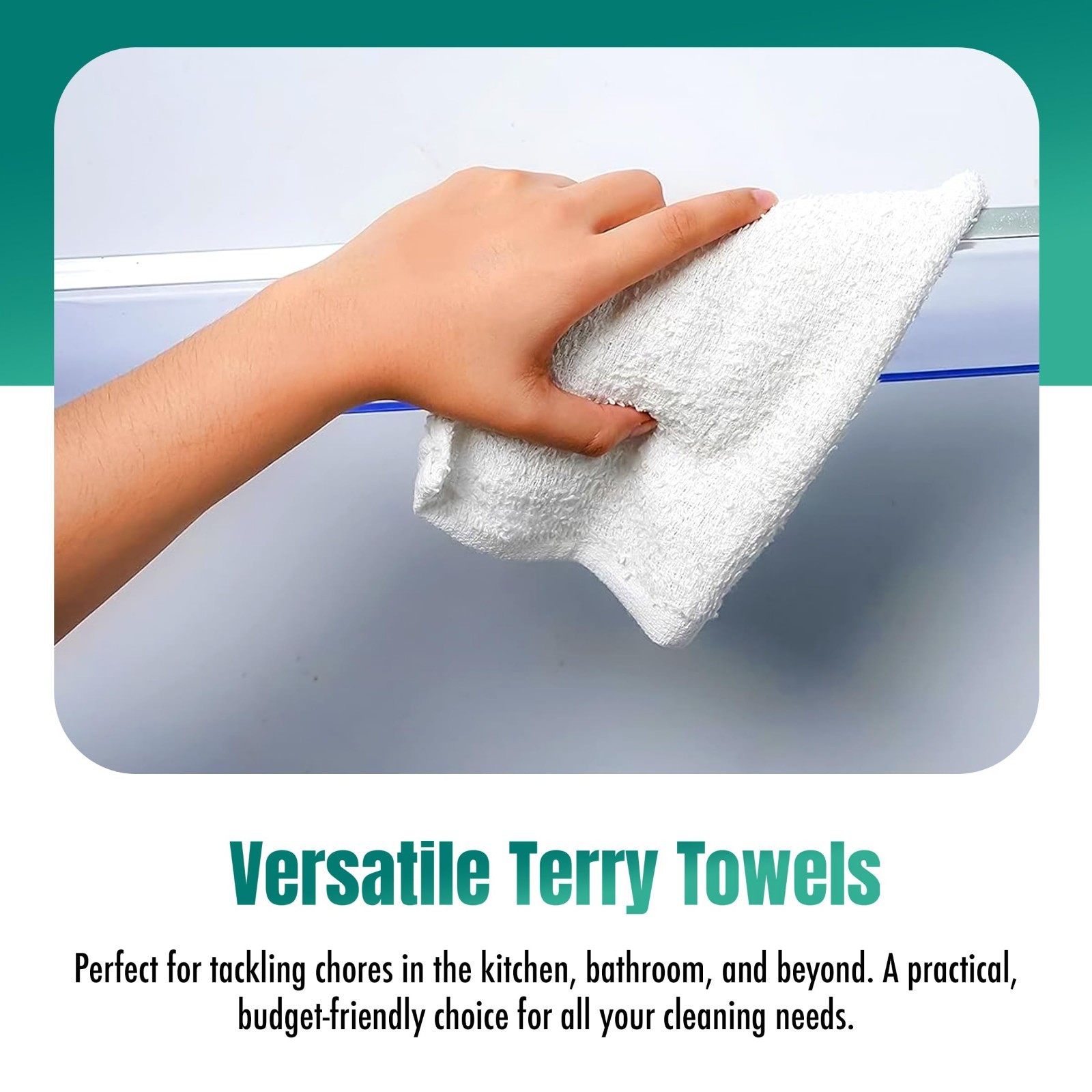 24 Pack 14″x17″ Cotton Terry Towels – Absorbent Durable Bar Rags for Home & Auto