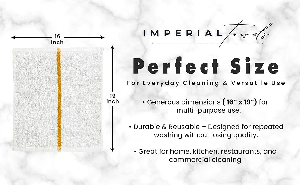 Bar Mops Gold Stripe Pack of 60 Kitchen Towels 16×19 Multi-Purpose for Home,