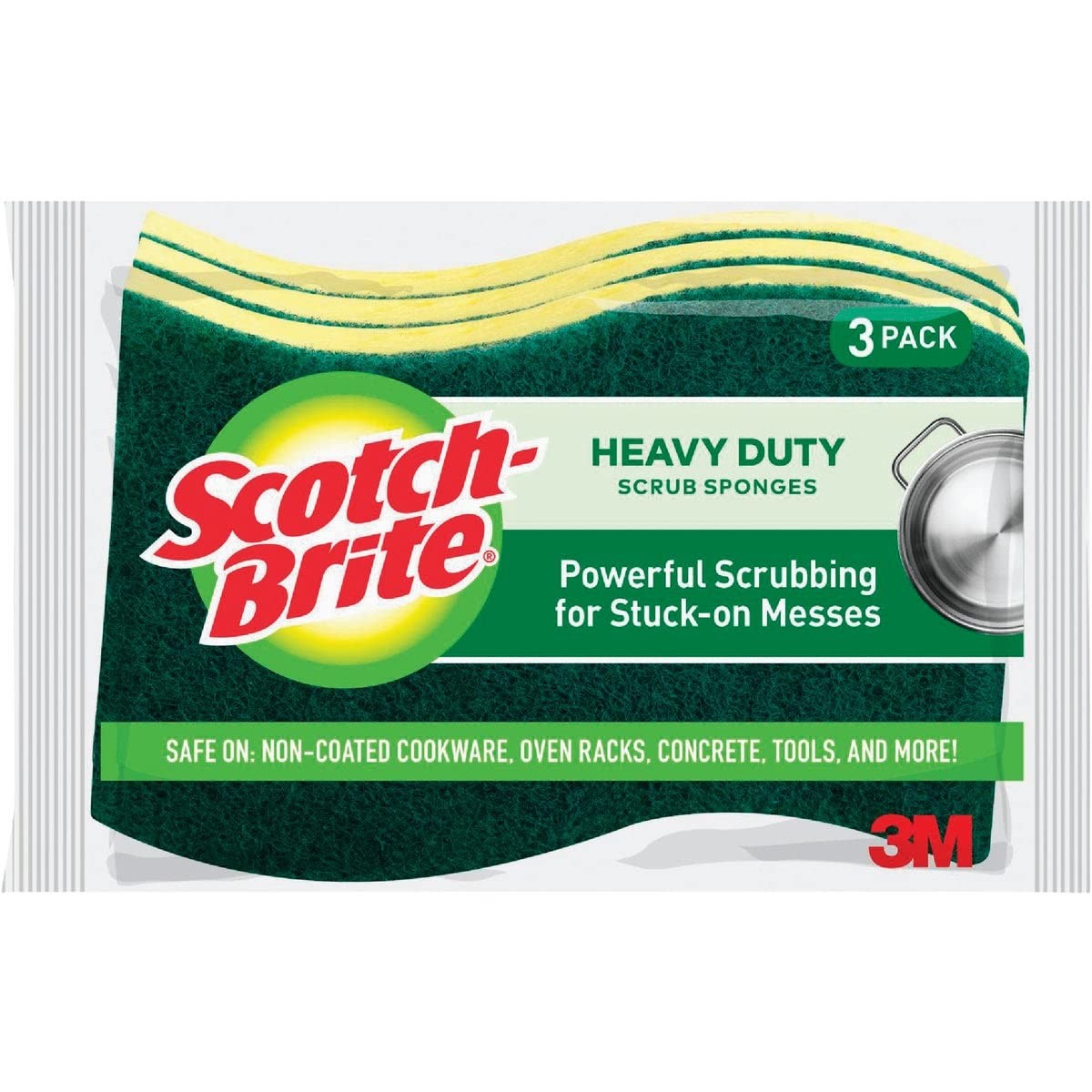 Scotch Brite HD-3 Scotch-Brite Heavy Duty Scrub Sponge 3 Count