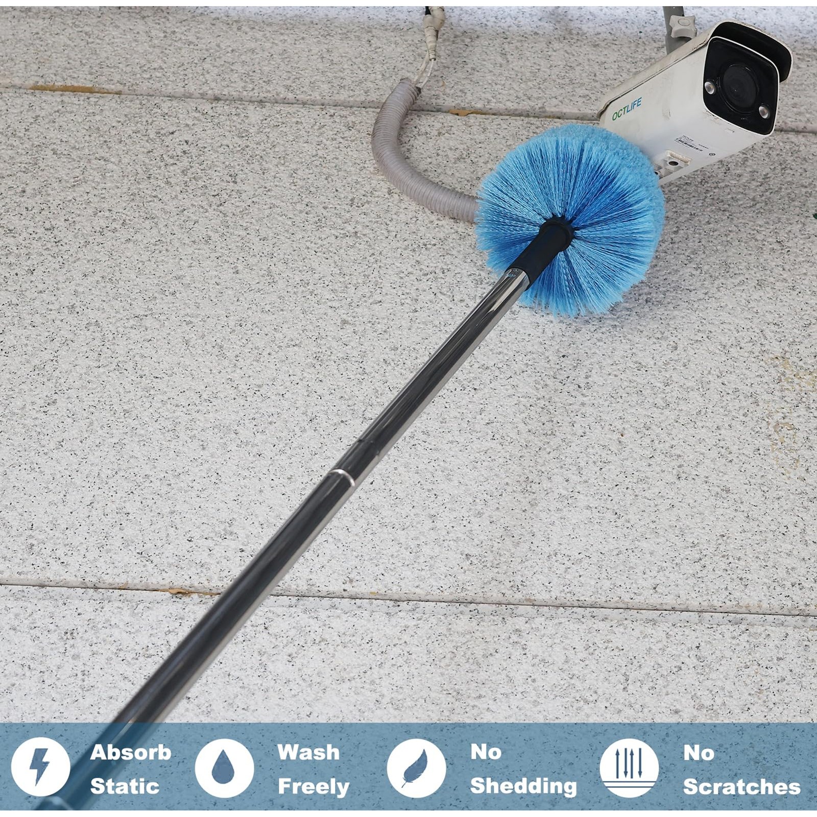 2 Pack Cobweb Duster Head Brush-Twist-On Spider Web Brush for Outdoor & Indoor W