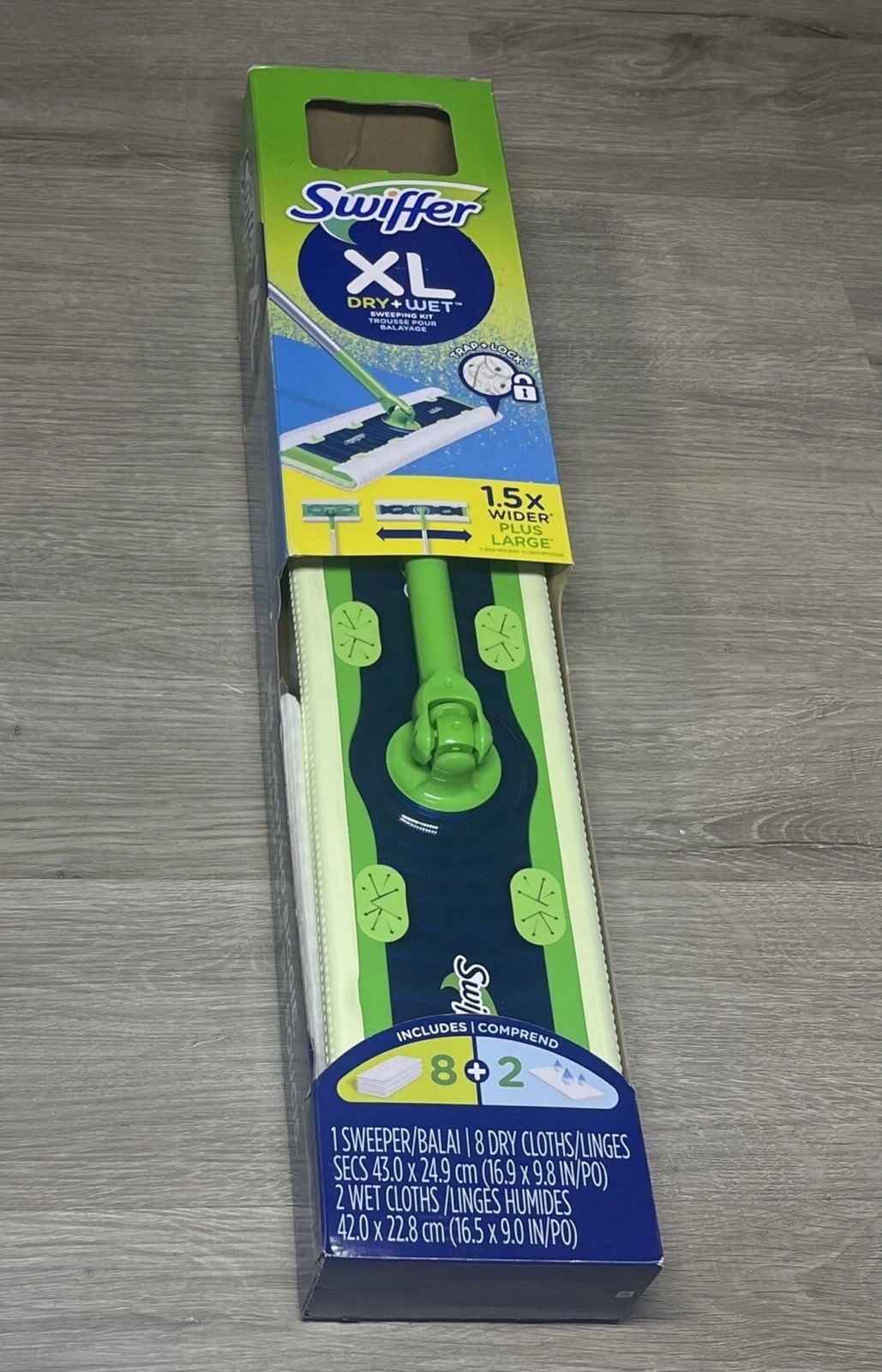 Swiffer XL Sweeper Dry/Wet Mop Kit – XL Sweeper, 8 Dry, 2 Wet Mopping Refills