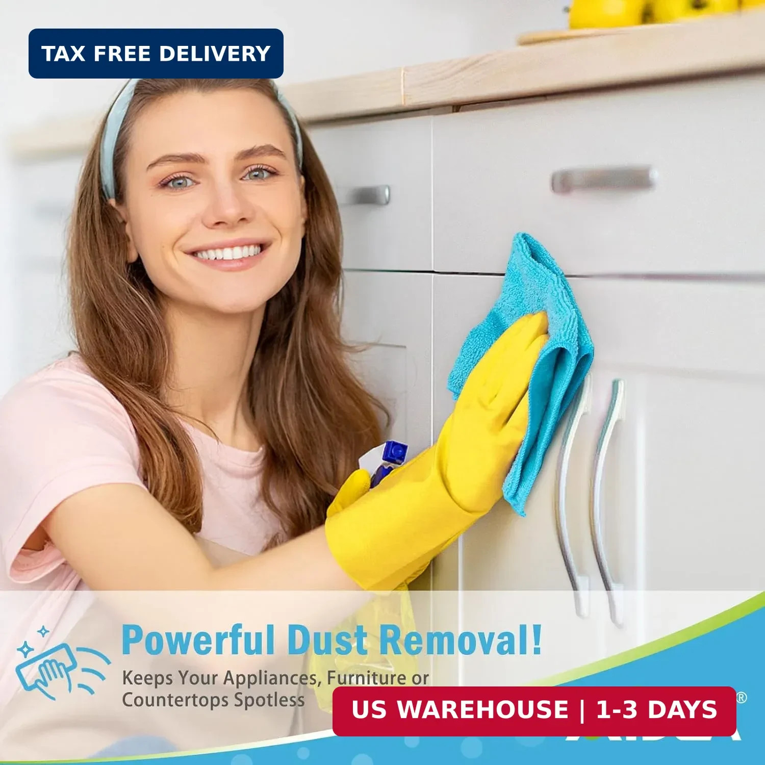 AIDEA Microfiber Cleaning Cloth-50PK, Microfiber Towels for Cars 12″x12″ | Soft