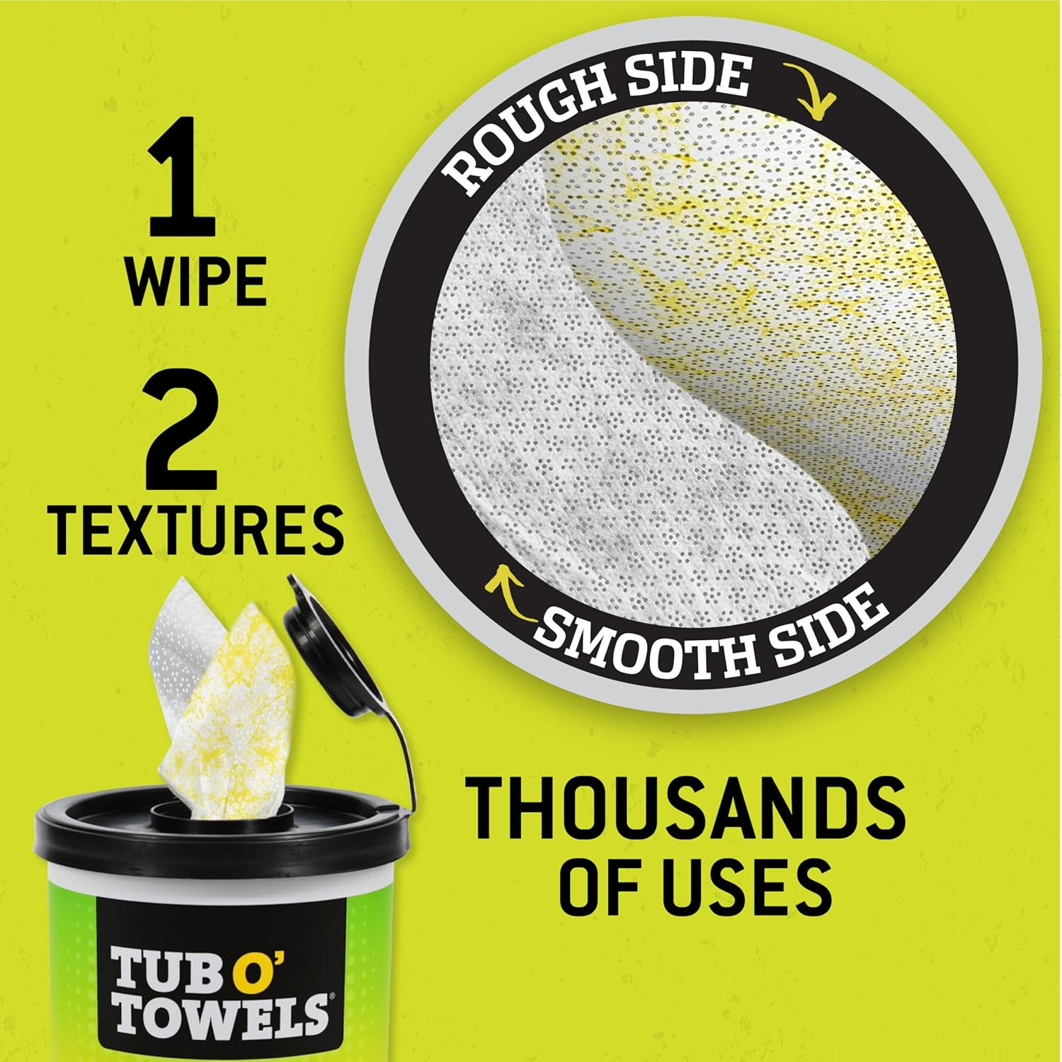 Tub O’ Towels TW75 Heavy-Duty 10″ X 12″ Size Multi-Surface Cleaning Wipes, Dual