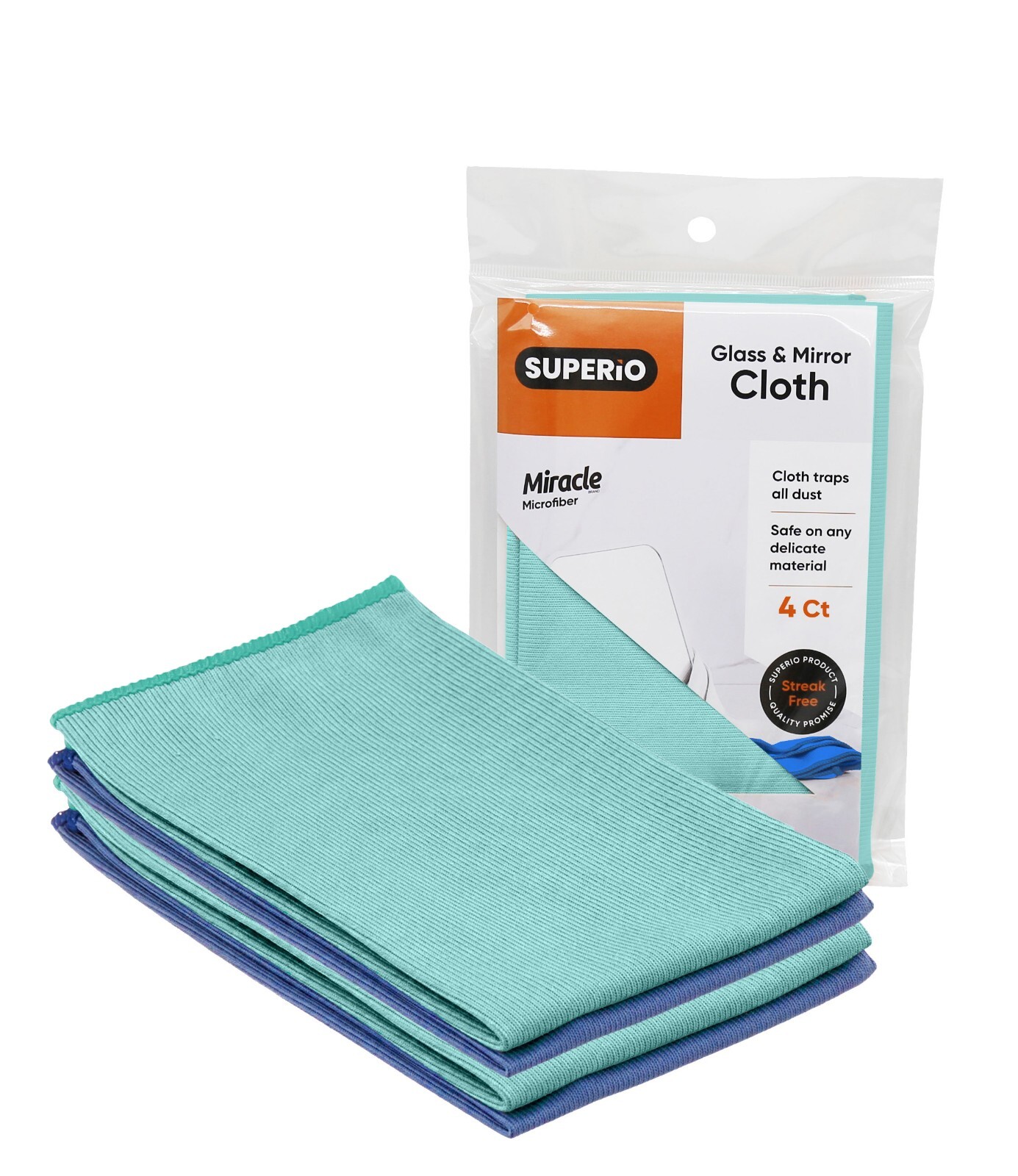 Superio Microfiber Cloth Glass Cleaning Cloth for Mirror/Window Streak Free