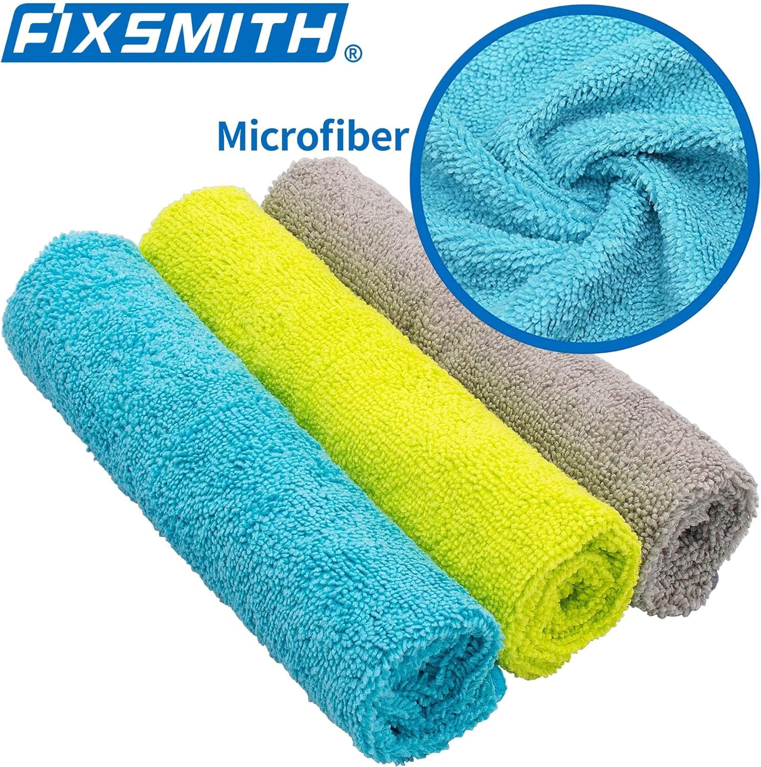 FIXSMITH Microfiber Cleaning Cloth – Pack of 50, 3 Colors Assorted