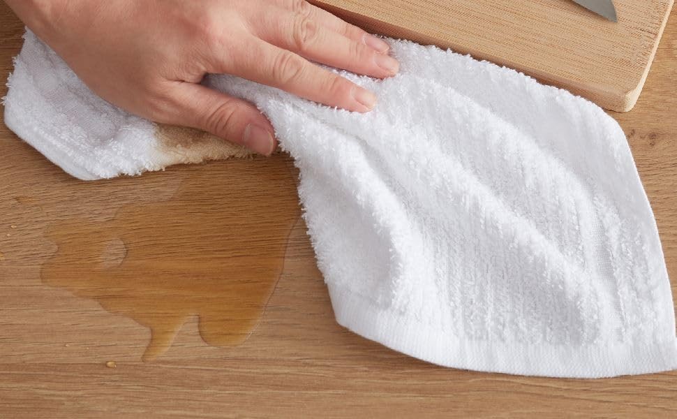 Textila Bar Mop Towels 100% Cotton 12×12 Inches Pack Of 12 White Highly Absorben