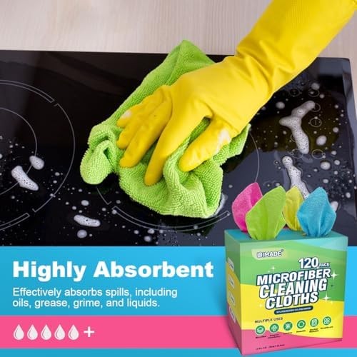 UNIMADE Microfiber Cleaning Cloth, 120 120 Pack, Pink & Yellow & Green & Blue