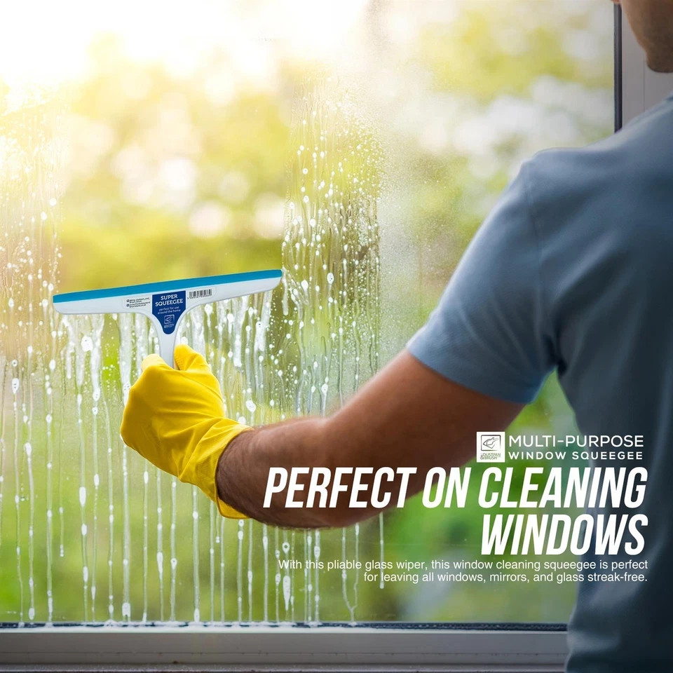 Window Squeegee 25cm Shower Glass Cleaner Wiper Blue White Grip Tool