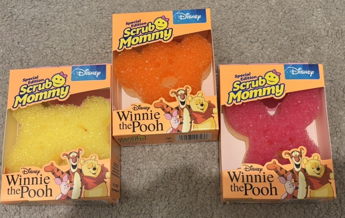 Limited Edition 3 Disney Tigger, Piglet & Winnie the Pooh Scrub Mommy Sponges