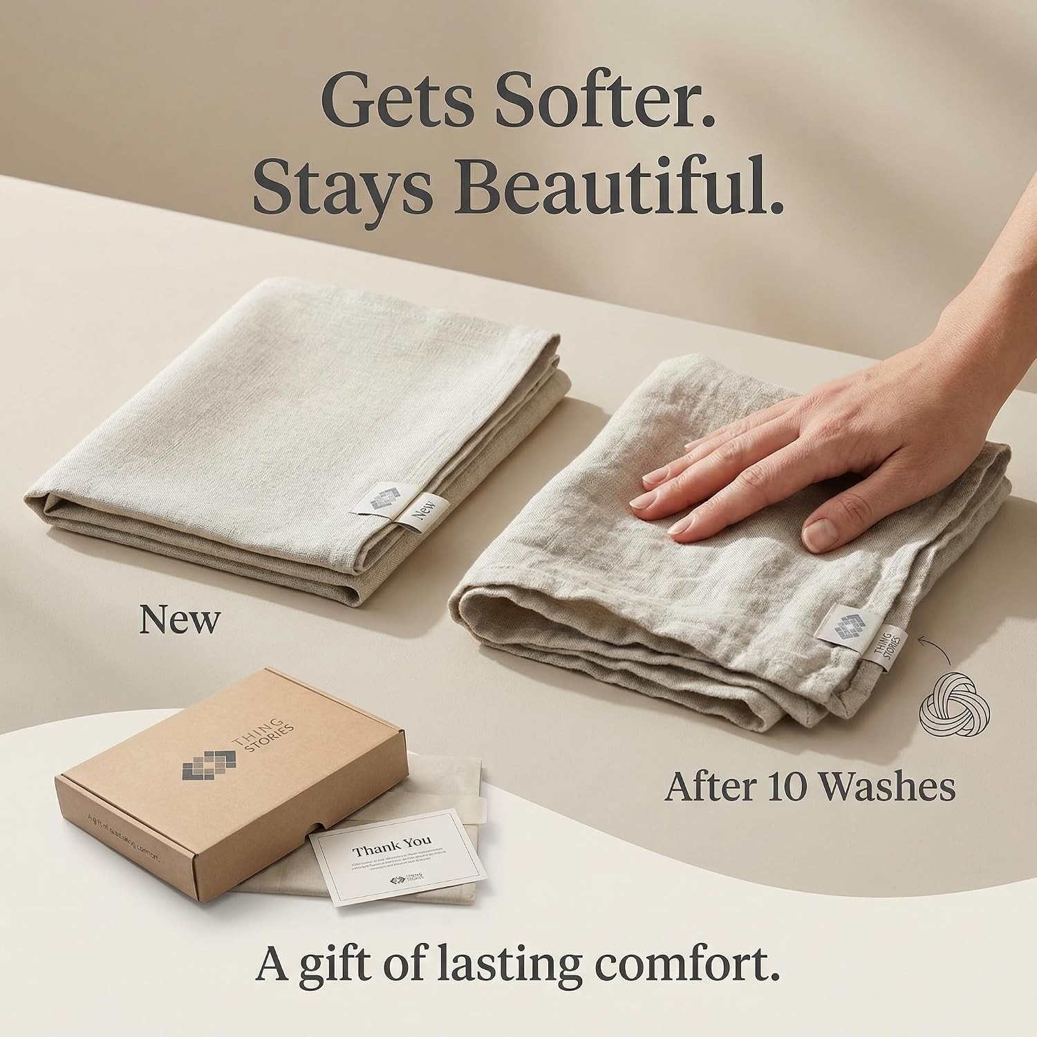 Pure Linen Flax Washcloths – 4-Pack Natural Dish Towels Set – Linen Tea Towel…