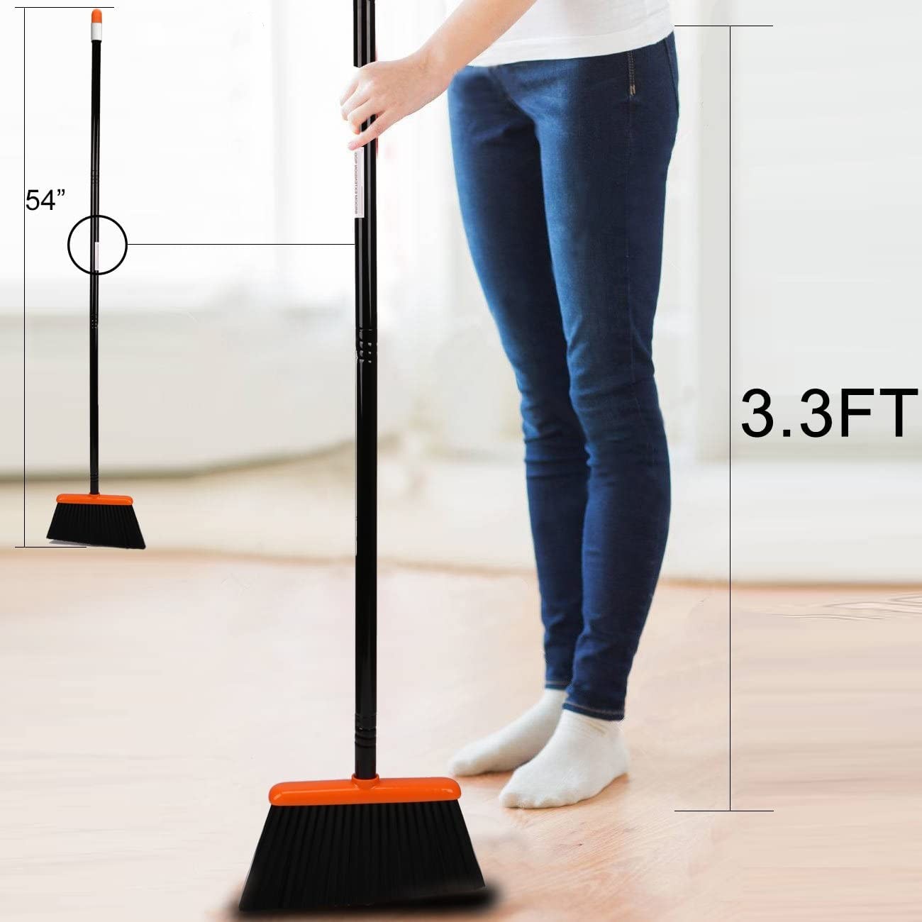 Broom and Dustpan Set with 52″ Long Handle for Home Kitchen Room Office Lobby…