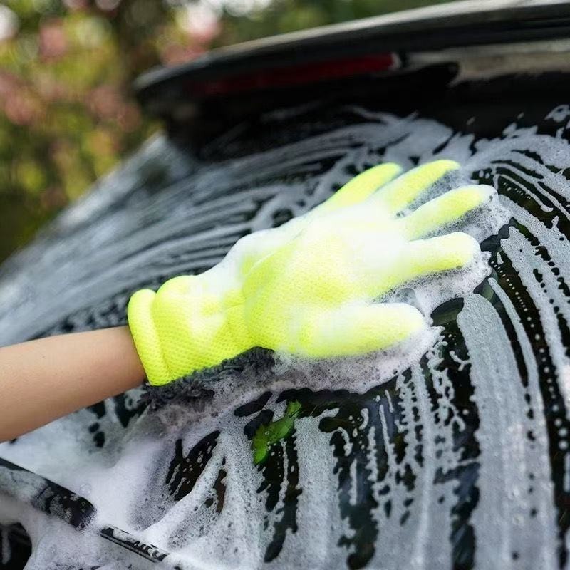 5-Finger Chenille Car Wash Mitt Scratch-Free Thick Plush Dust Cleaning Gloves