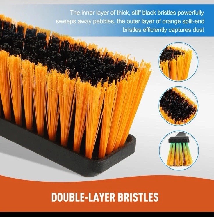 Heavy Duty Push Broom Brush for Floor Cleaning with Handle and Stiff Bristle