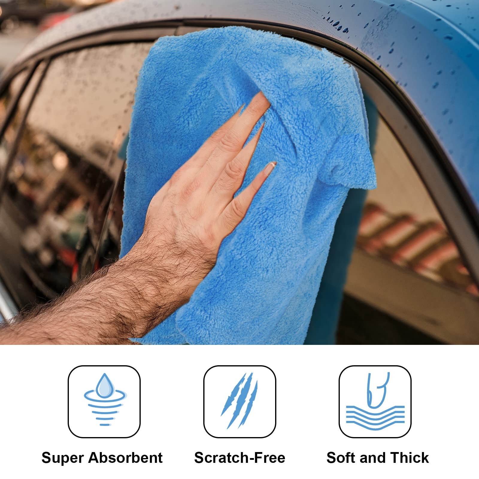 30 Pcs 16 × 16 Inch Microfiber Towels for Cars, 500 GSM Edgeless Plush Car De…