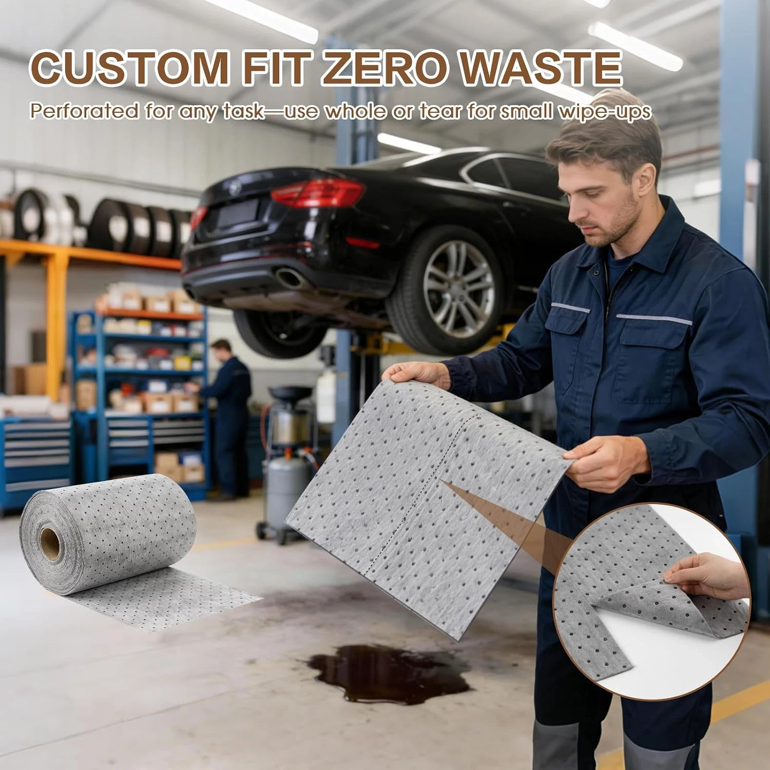 Oil Absorbent Pads Roll, Oil Absorbent Mat 15″ X 50′ Heavy Duty for Industrial
